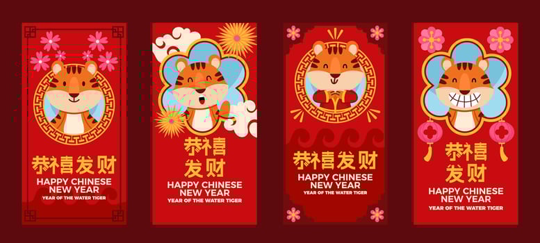 Social Media Story Posts for Chinese New Year vector