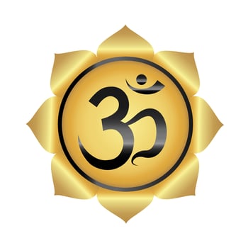 Ancient Hindu mantra OM. Yoga symbol. Gradient design.  Vector illustration.