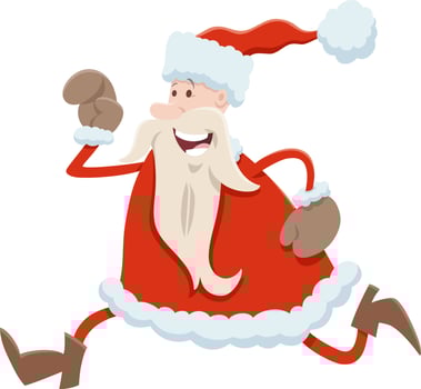 cartoon running Santa Claus character on Christmas time vector