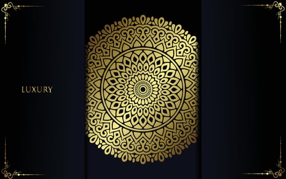 Luxury gold mandala ornate background for wedding invitation, book cover vector