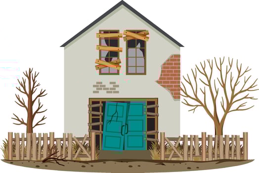 Abandoned house on white background vector