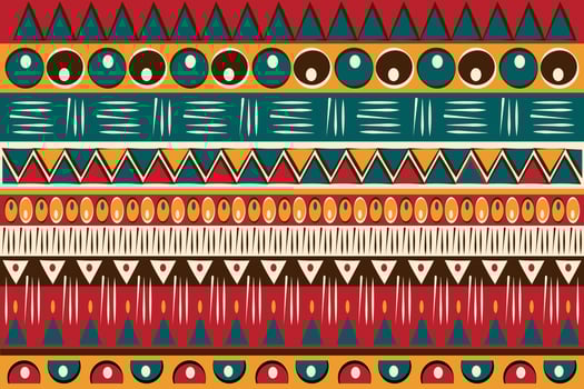 African print fabric, tribal ethnic ornament patchwork pattern. Handmade geometric elements ornament for your design, colorful Afro textile fashion style. Pareo wrap dress, carpet batik background vector