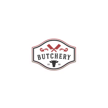 butchery logo template, vector, icon in white background vector