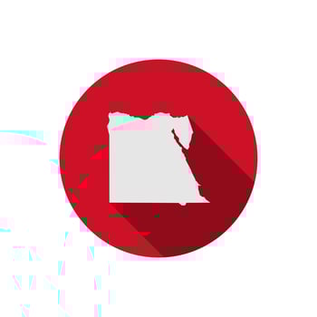 Map of Egypt on red circle with long shadow vector