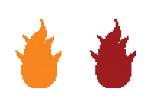 pixel fire illustration vector