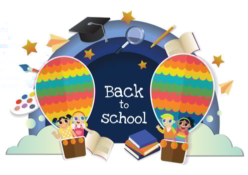 cute kids character and cut stuff banner design vector