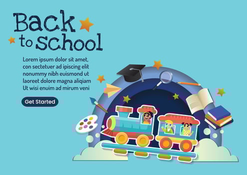 back to school banner art kids character design vector