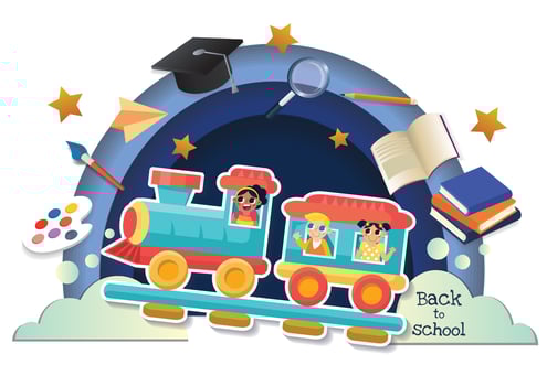 cute kids character and cut stuff back to school background vector