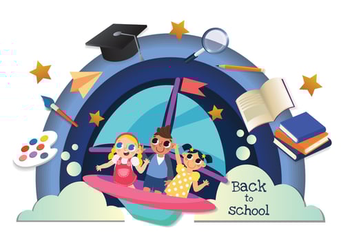 cute kids character back to school art vector