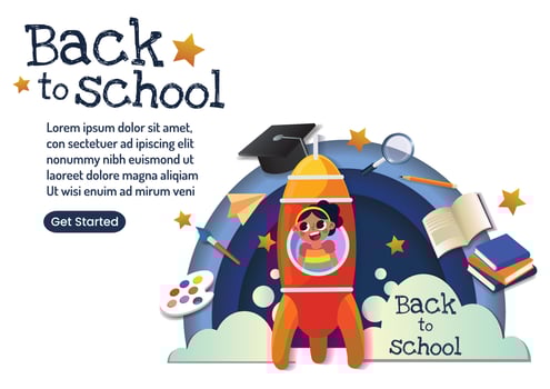 lovely kids character back to school banner design vector