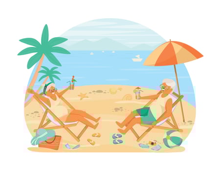 Cartoon Elderly People Happy Life Composition vector