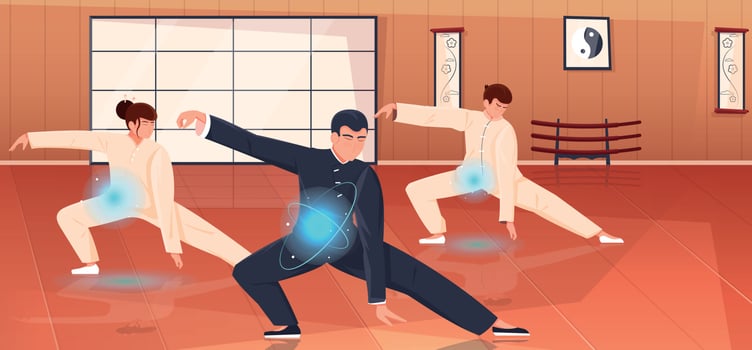 Qigong Energy Flat Composition vector