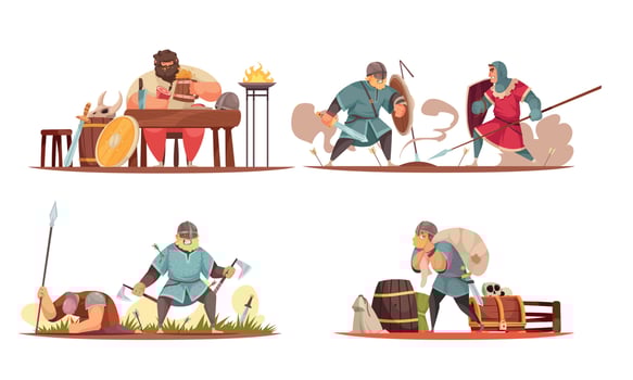 Viking Cartoon Compositions vector