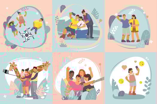 Selfie Composition Set Flat vector
