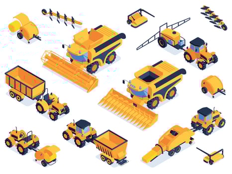 Isometric Agricultural Color Set vector