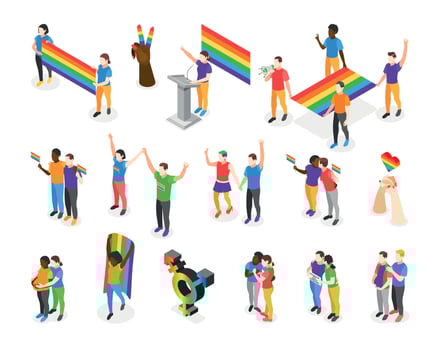 International Day Against Homophobia Isometric Icons vector