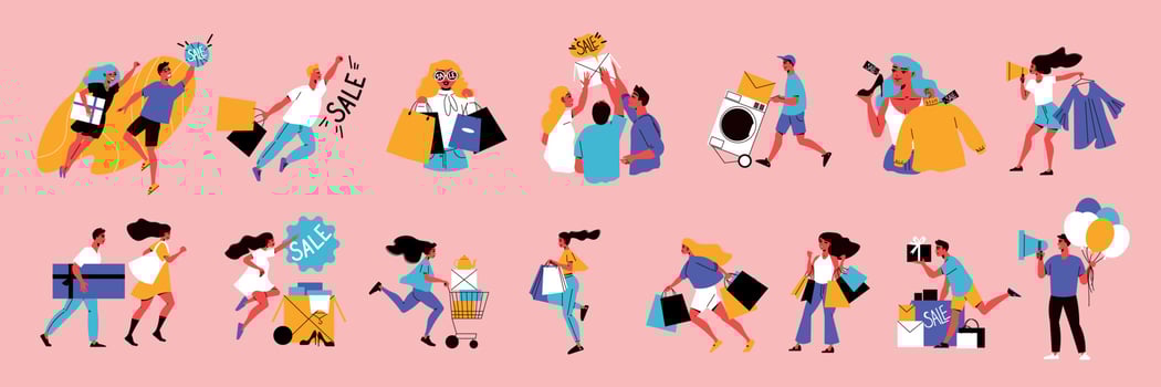 Flat Big Sale Set vector