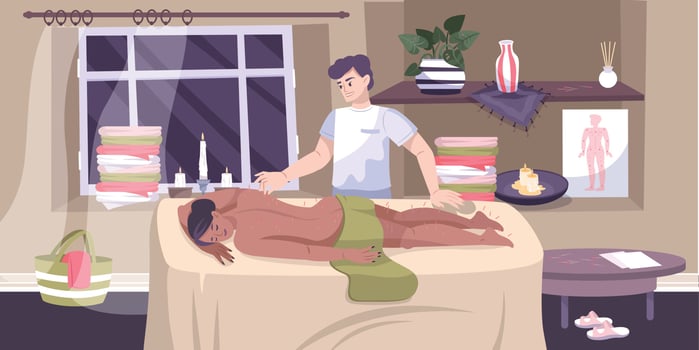 Acupuncture Flat Composition vector