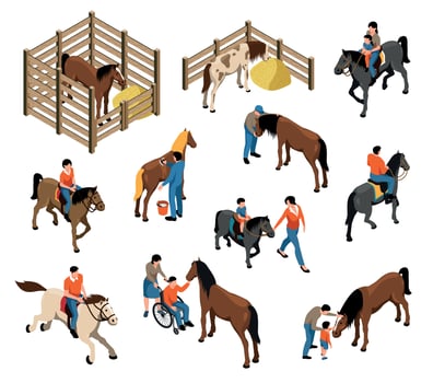 Hippotherapy Isometric Set vector