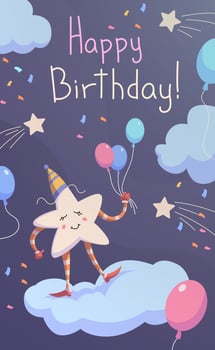 Festive web postcard with birthday greetings - Vector