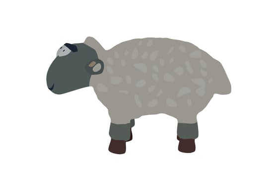 Funny Lamb Isolated on White Background. vector