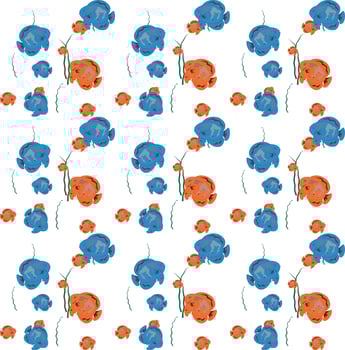 Orange and Blue Fish Seamless Pattern. Vector Illustration. EPS1