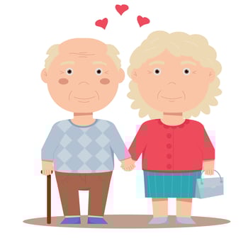Seniors are in love with each other. Grandpa and Grandma vector