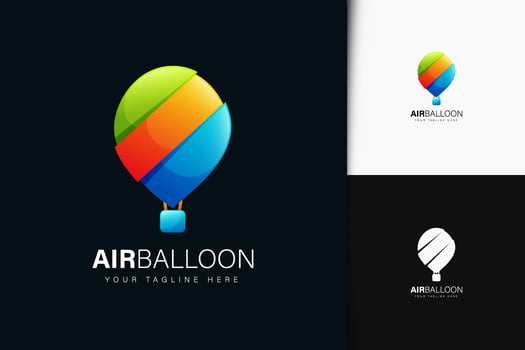 Air balloon logo design with gradient vector