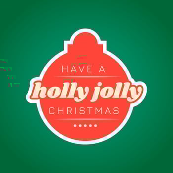 Holly jolly christmas red and green background qoute snowflake new year vector