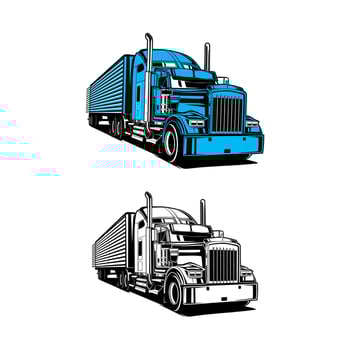 semi truck silhouette vector