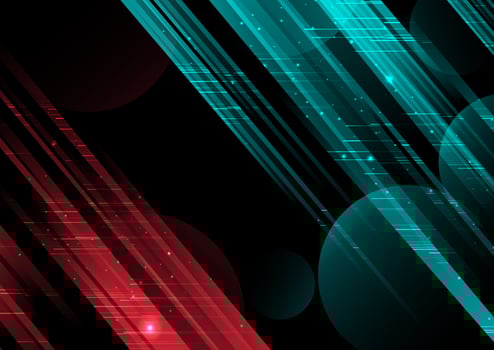 Abstract technology red and blue geometric diagonal overlapping hi speed line movement design background. vector