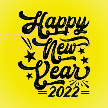 Happy new year 2022 yellow background, black design vector
