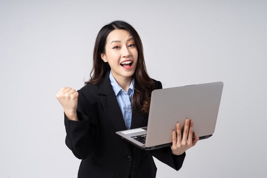 Asian businesswoman portrait, isolated on white background photo