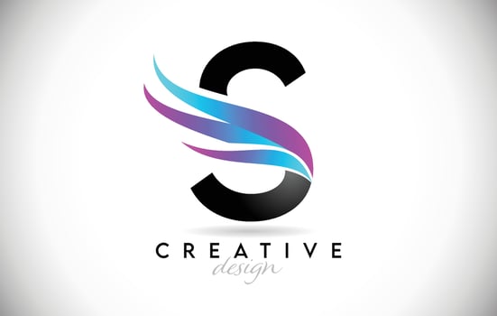 Letter S Logo with creative gradient swooshes. Creative elegant letter S with colorful vector Icon