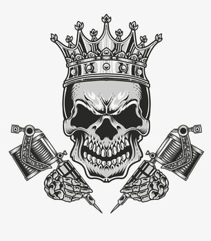 illustration vector king skull tattoo artist