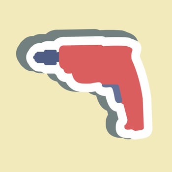 Sticker Drill Machine - Simple illustration,Editable stroke vector