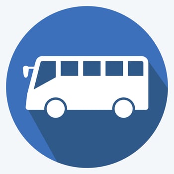 Icon Bus - Long Shadow Style - Simple illustration,Editable stroke vector