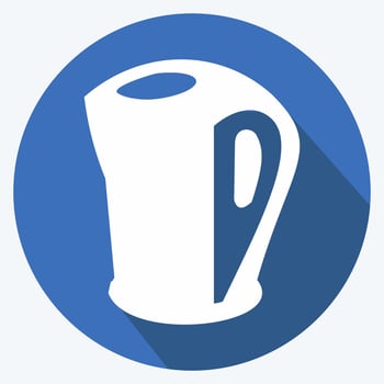 Icon Electric Kettle - Long Shadow Style - Simple illustration,Editable stroke vector