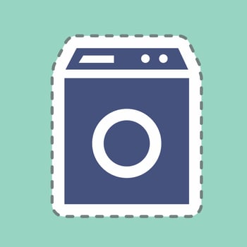 Sticker Washing Machine - Line Cut - Simple illustration,Editable stroke vector
