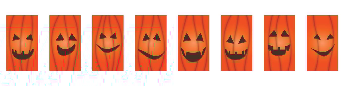 halloween pumpkin face jack-o-lantern greeting cards vector
