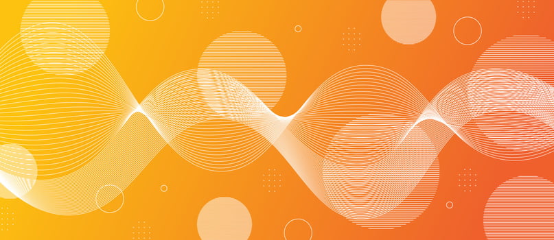 Abstract colorful wave lines flowing isolated on orange background for vector design elements in concept of sound, music, technology, science.