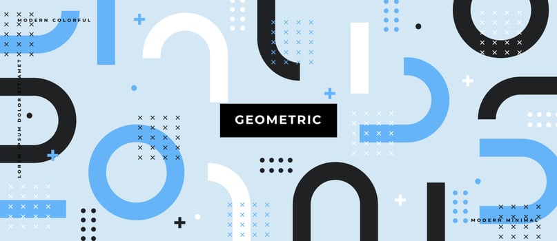 Memphis seamless pattern. Circle shape, dot geometric seamless pattern on blue background. vector