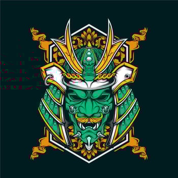japanese samurai helmet vector