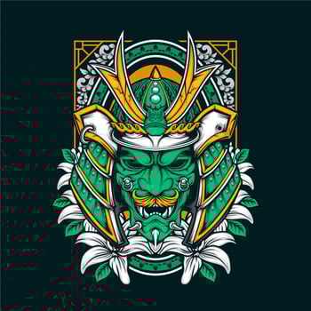 japanese samurai helmet vector