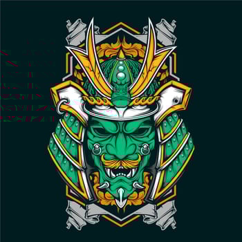 japanese samurai helmet vector