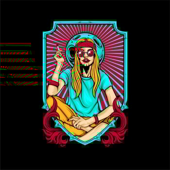 smoking hippie girl vector