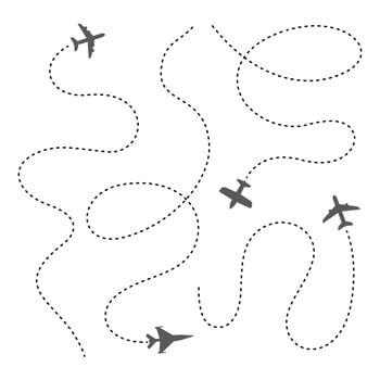 Plane line path airplane directional pathway map vector graphic