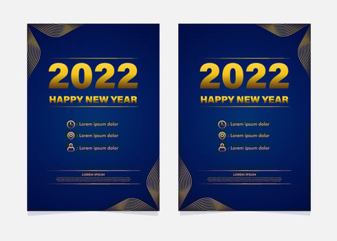 blue and gold new year celebration flyer template vector