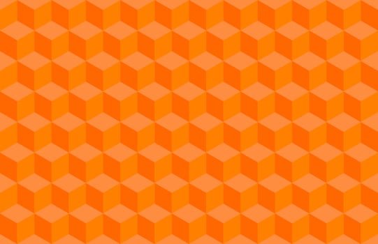 Orange Isometric cube Shape Background texture. Seamless pattern vector illustration