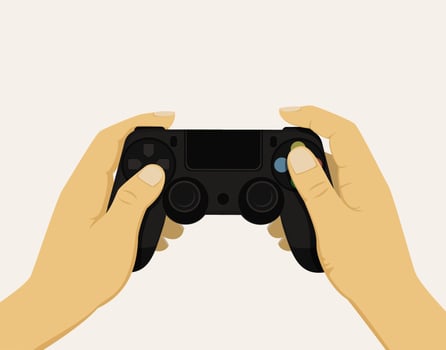 Hands holding joystick vector image